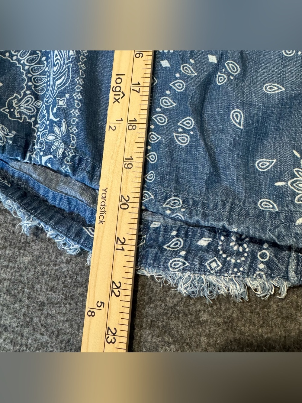 For The Republic Denim Blue Bandana Paisley Print Button Back Boho Tank Top - Picture 12 of 12